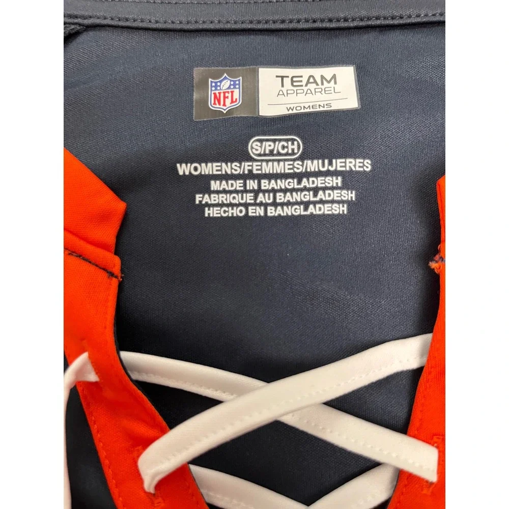 NFL Team Apparel Chicago Bears Women Lace Up Jersey Top Navy Orange Small NWT